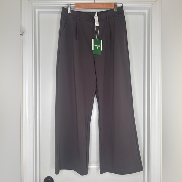 Halara Pleated High Waist Wide Leg Pull On Stretch Pants Medium Petite Gray - Picture 12 of 16